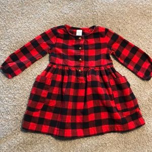 Baby girls buffalo plaid flannel dress size 12 mo.